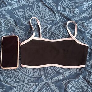 Black Bra/ Crop Top With White Trim